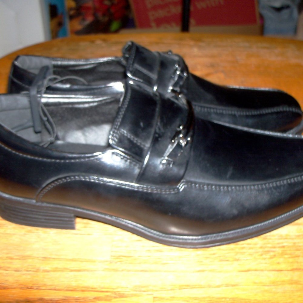 Mens Size 7 Shiny Black Dress Shoes Loafers